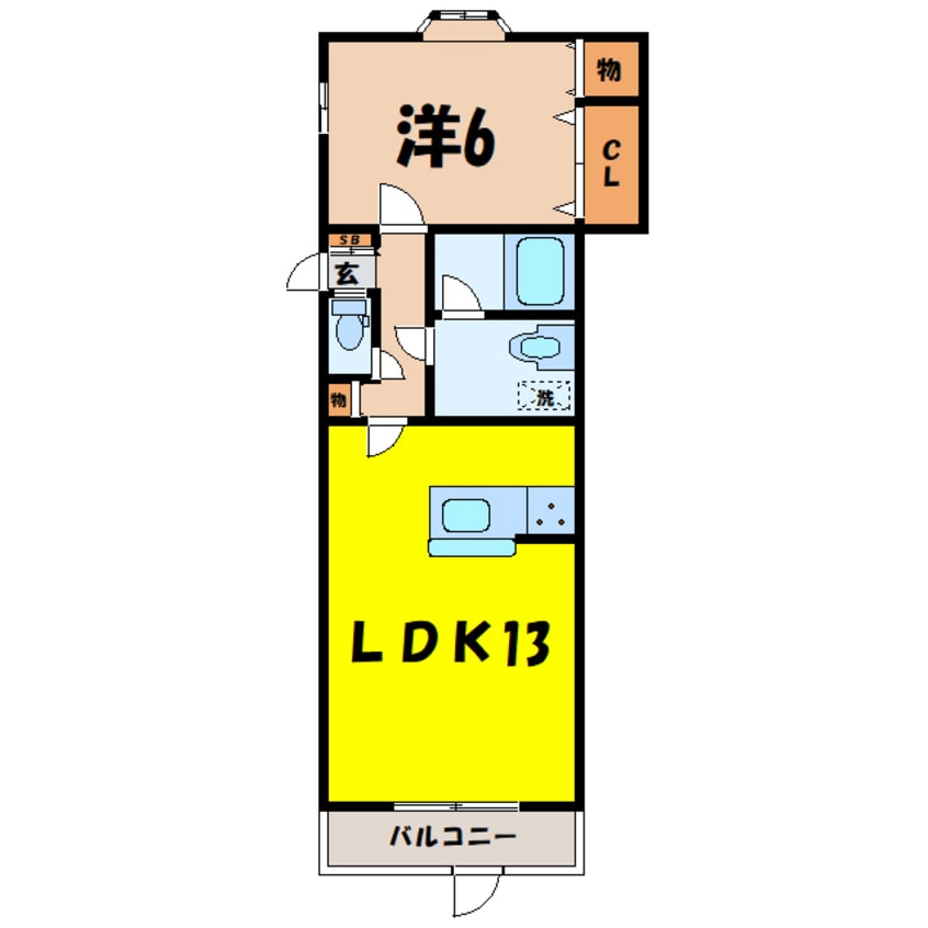 間取図 プラムハイツB（高崎市筑縄町）