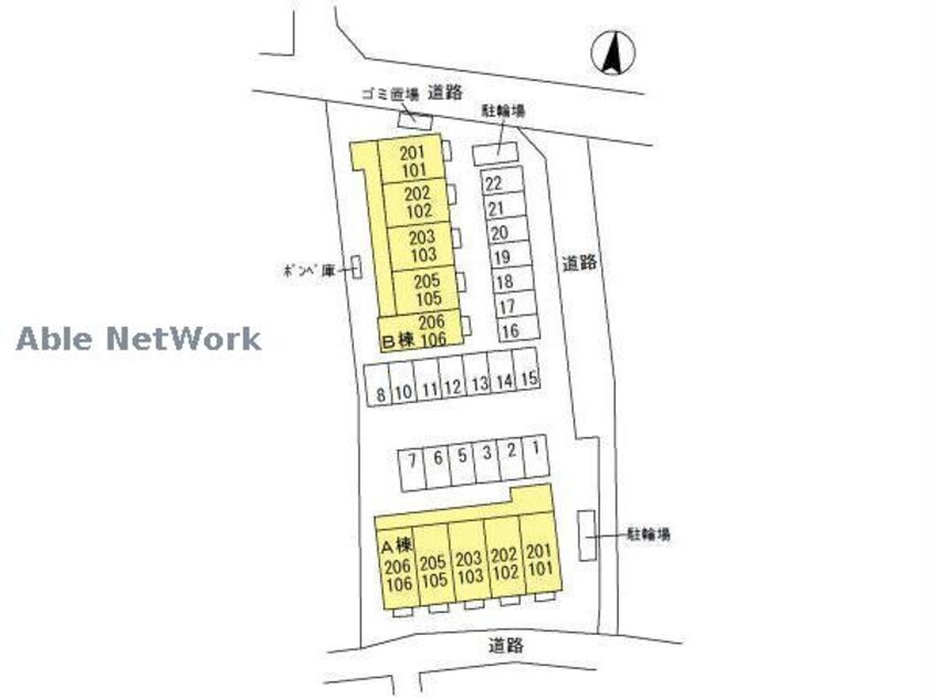 敷地の配置図 Ｈｅａｌｉｎ’ Ｇｒｏｖｅ　Ｓ（藤岡市森）