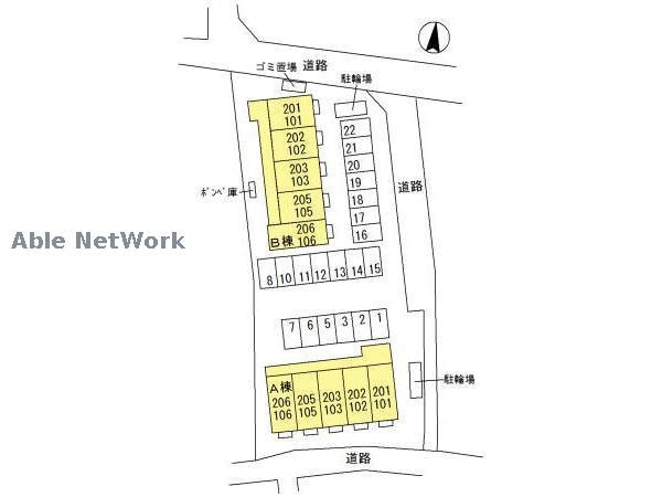 敷地の配置図 Ｈｅａｌｉｎ’ Ｇｒｏｖｅ　Ｓ（藤岡市森）