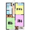 カーサ上豊岡　 2DKの間取り