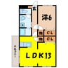 エトワールガレ 1LDKの間取り