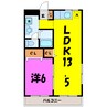 メゾンブルーム 1LDKの間取り