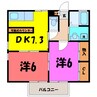 ドミール　A・B（北群馬郡榛東村大字広馬場） 2DKの間取り