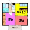 ドミール　A・B（北群馬郡榛東村大字広馬場） 2DKの間取り