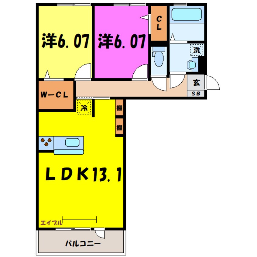 間取図 CREATION城北 【クレアシオン城北】（高崎市常盤町）