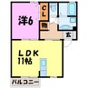 フォンテーヌ（高崎市東貝沢町） 1LDKの間取り