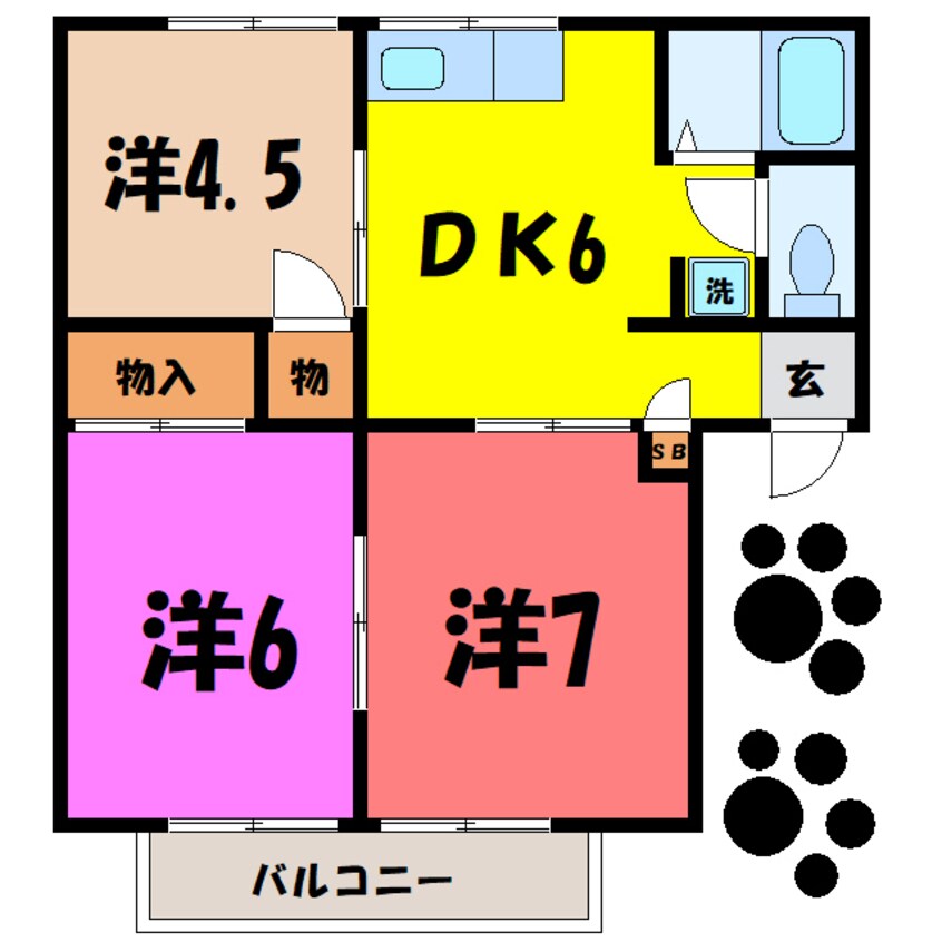 間取図 エスポワール鮎川A/B（藤岡市鮎川）