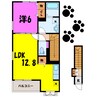 ドミール寺尾 1LDKの間取り