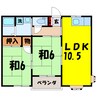 ROBINSON HEIGHTS菅谷A/B（高崎市菅谷町） 2LDKの間取り