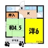 岡之郷住宅 2Kの間取り