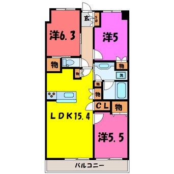 間取図 プラウド高崎あら町（高崎市あら町）