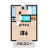 ジュネス上新田　 1Kの間取り