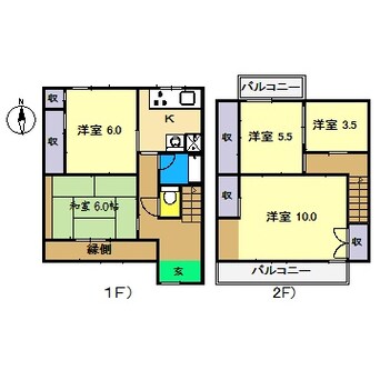 間取図 土讃線/円行寺口駅 徒歩7分 1-2階 築50年