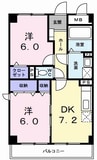 グランデール　一本松 2DKの間取り