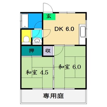 間取図 高知市電ごめん線・伊野線/鹿児駅 徒歩17分 1階 築40年