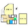 八反町ウイング 1Kの間取り