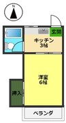 シャトーふみ 1Kの間取り