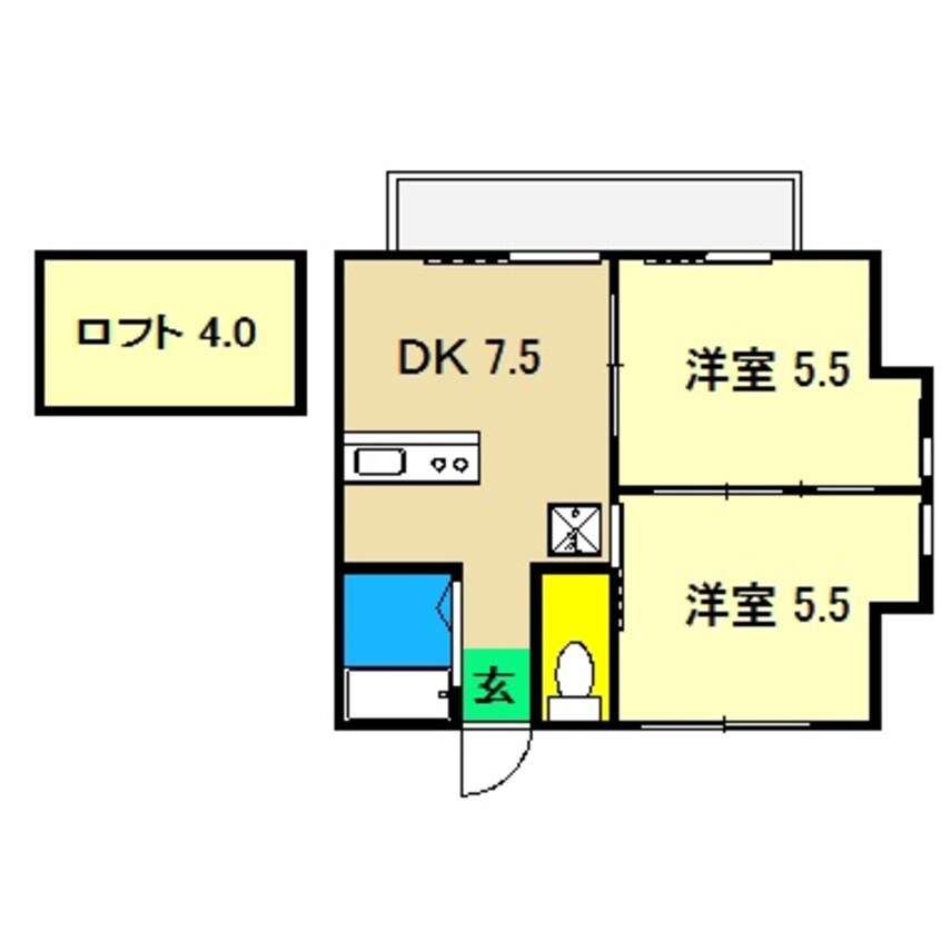 間取図 土讃線/高知駅 徒歩9分 2階 築27年