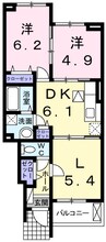 ボヌール・アヴニール　Ⅰ 2LDKの間取り