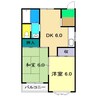 コスモハイツ高須 2 2DKの間取り