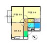 フローラ A棟 2DKの間取り