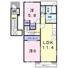 アルカンシエル土佐　Ⅱ 2LDKの間取り