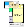 コーポラス若松 1Kの間取り