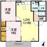 ドルフ東久万 2LDKの間取り