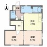 ダイヤメゾン C棟 2DKの間取り