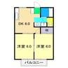 北川ハイツ Ⅱ 2DKの間取り