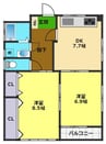 アンジュマンション 2LDKの間取り