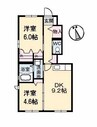 グランマスト杉井流 A棟 2DKの間取り