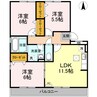 ディアコート札場 A棟 3LDKの間取り