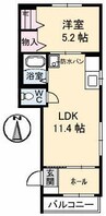 シャーメゾン上町 1LDKの間取り