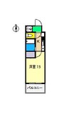 カーサグラン高知 1Kの間取り