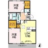 コモド伊勢崎Ⅱ 2LDKの間取り