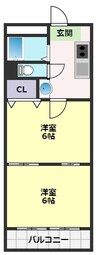 エレガンスコーポクスノセ 2DKの間取り