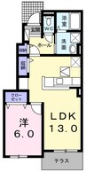 シャトー竹島・Ⅱ 1LDKの間取り