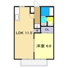 ピースフルハウス桂 1LDKの間取り