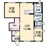 エル ヴェルデ D棟 2LDKの間取り