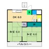 富裕美コーポ 2DKの間取り