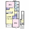 アルバ・ソ－レ　Ａ 2LDKの間取り