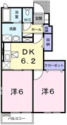 ノースフィオーレＲＫ 2DKの間取り