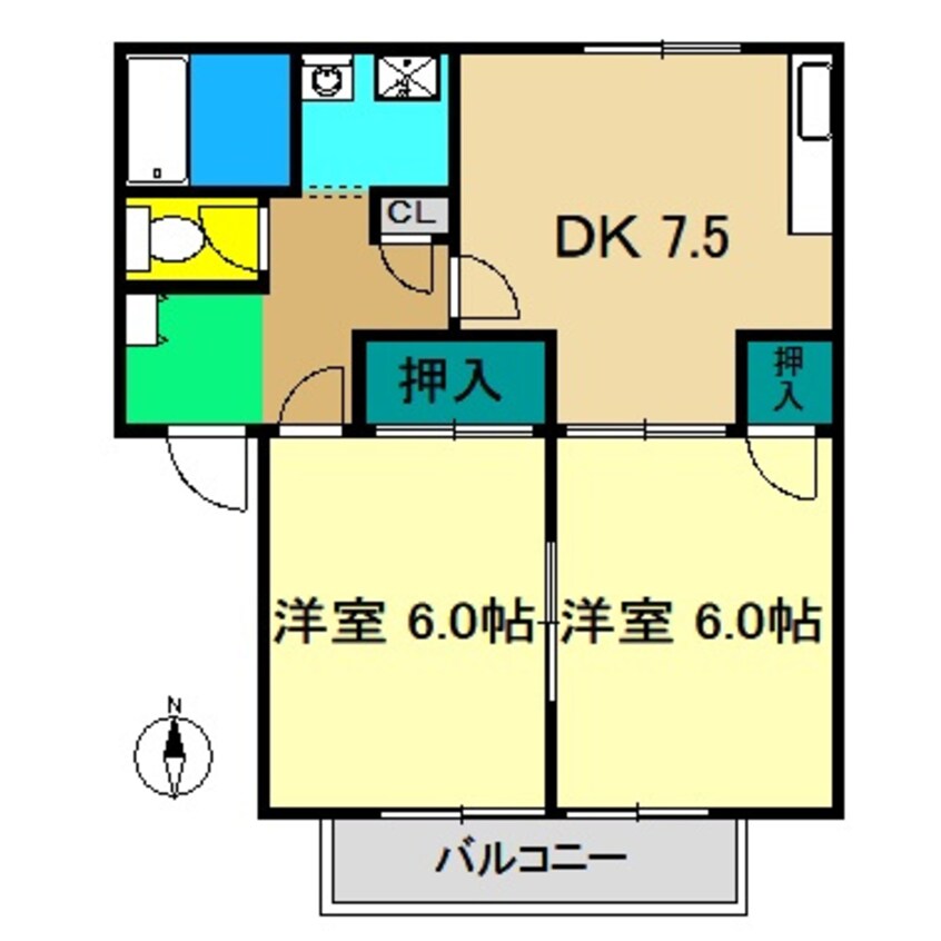 間取図 ハイツ北小松 1