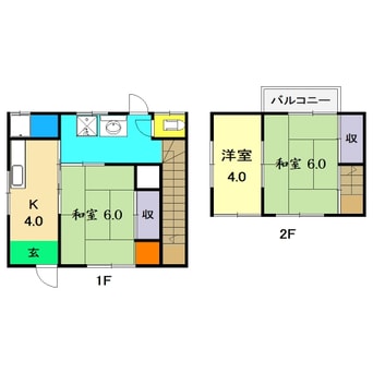 間取図 高知市電駅前線・桟橋線/桟橋車庫前駅 徒歩17分 1-2階 築27年