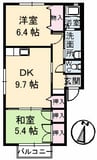 アメニティハイツ C棟 2DKの間取り