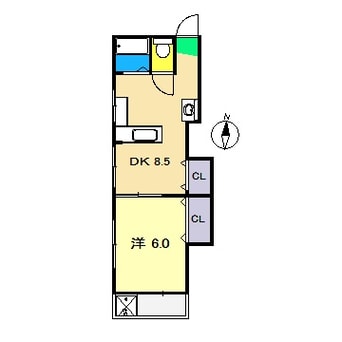 間取図 高知市電ごめん線・伊野線/上町一丁目駅 徒歩2分 2階 築43年