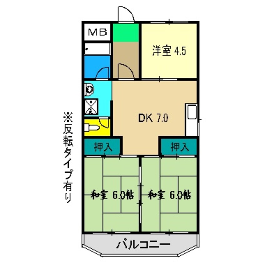 間取図 高知市電ごめん線・伊野線/葛島橋東詰駅 徒歩10分 2階 築39年