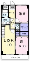 高埇マンション 2LDKの間取り