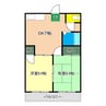 高知市電ごめん線・伊野線/県立美術館通駅 徒歩9分 3階 築41年 2DKの間取り